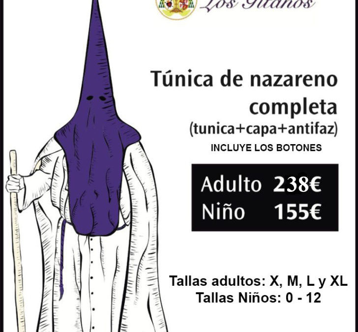 Ya están disponibles las túnicas de nazareno en la tienda de recuerdos de la Hermandad