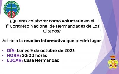 ¿Quieres participar como voluntario en el Iº Congreso Nacional de Hermandades de Los Gitanos?