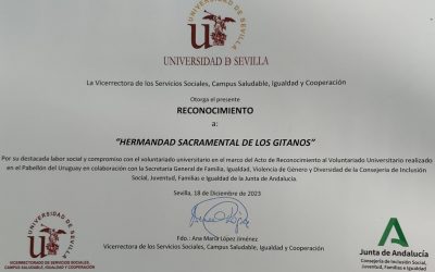 La Hermandad de Los Gitanos distinguida por la US con motivo del Día del Voluntariado